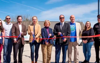 Representatives from Ocean State Job Lot, Ecogy Energy, and local elected officials celebrate the completion of a 250kW solar array on the roof of OSJL’s store in Richmond, Rhode Island.