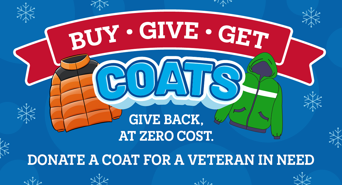 Ocean State Job Lot BGG coat program for veterans in need.