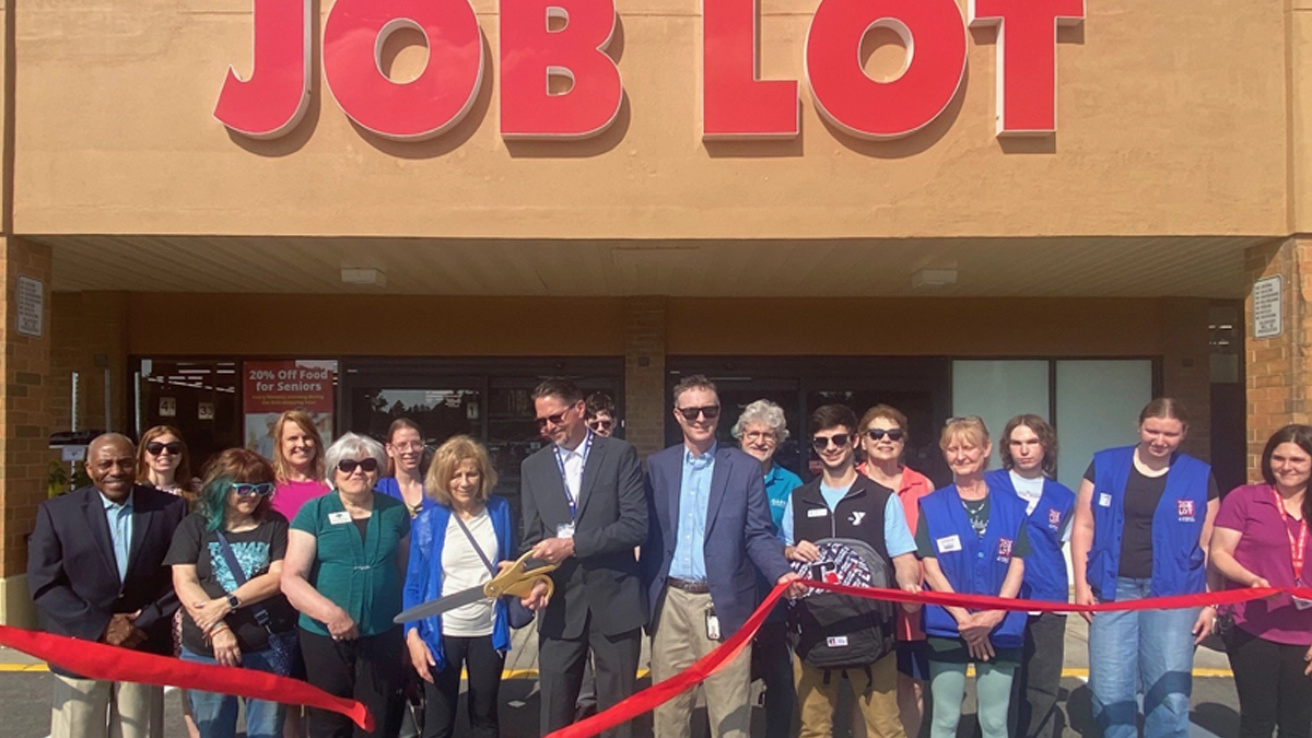 Ribbon cutting in front of the new Ocean State Job Lot in Liverpool, NY.
